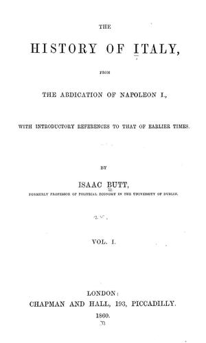 Cover for The history of Italy, from the abdication of Napoleon I