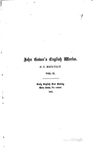 Cover for The English works of John Gower.