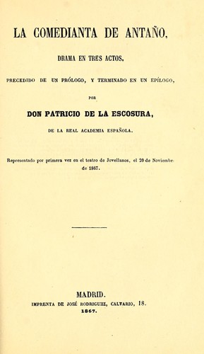 Cover for La comedianta de Antaño