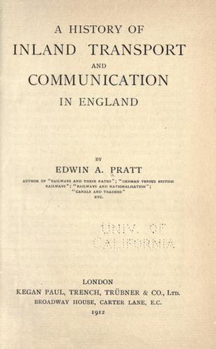Cover for A history of inland transport and communication in England