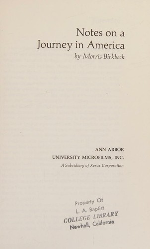 Cover for Notes on a journey in America.