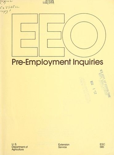 Cover for EEO pre-employment inquiries