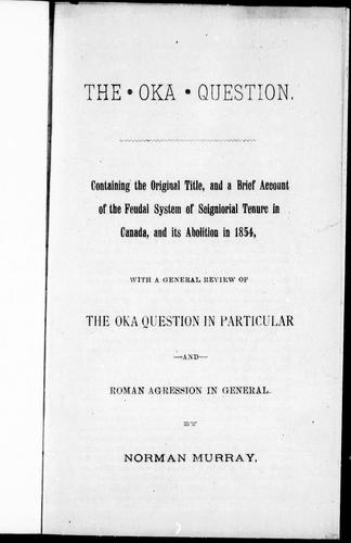 Cover for The Oka question