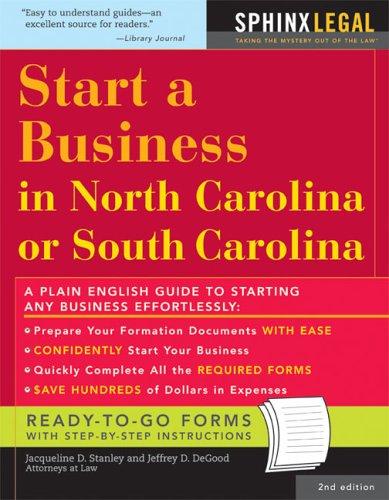 Cover for Start a Business in North Carolina or South Carolina, 2E (How to Start a Business in North Carolina and South Carolina)