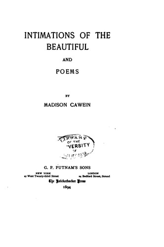 Cover for Intimations of the beautiful
