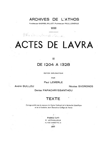Cover for Actes lavra t.2 / 1204-1328 (8 )