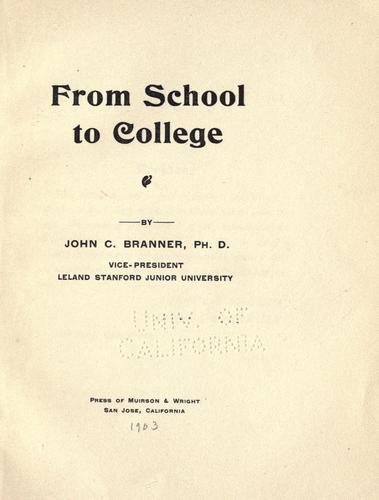Cover for From school to college [I]