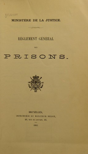 Cover for R©·glement g©♭n©♭ral des prisons