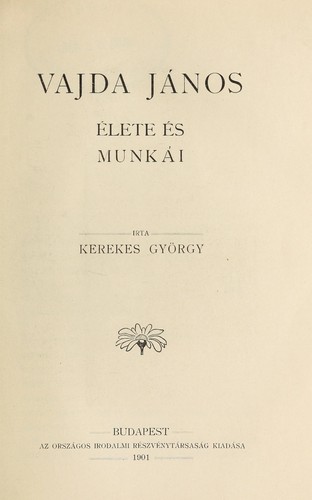 Cover for Vajda János