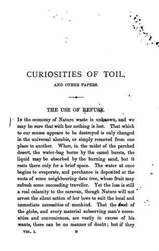 Cover for Curiosities of toil and other papers