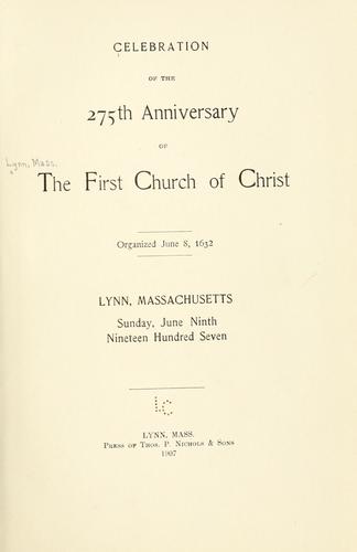 Cover for Celebration of the 275th anniversary of the First church of Christ.