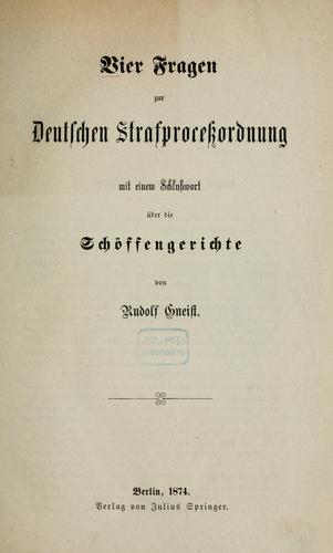 Cover for Vier Fragen zur deutschen Strafprozessordnung