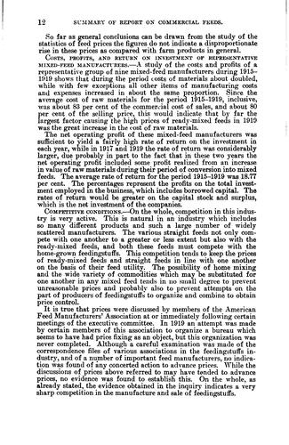 Cover for Summary of Report of the Federal Trade Commission on Commercial Feeds