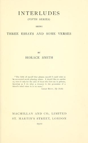 Cover for Interludes (fifth series)