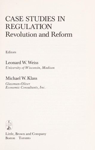 Cover for Case studies in regulation