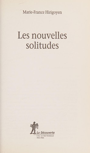 Cover for Les nouvelles solitudes