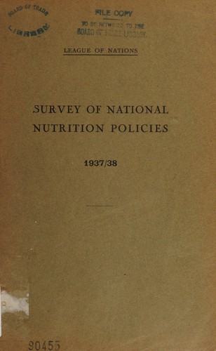 Cover for Survey of national nutrition policies, 1937/38.