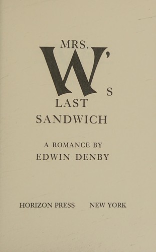 Cover for Mrs. W's last sandwich