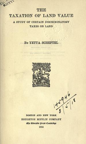 Cover for The taxation of land value