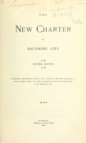 Cover for The new charter of Baltimore city.