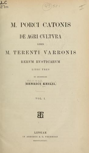 Cover for M. Porci Catonis De agri cultura liber