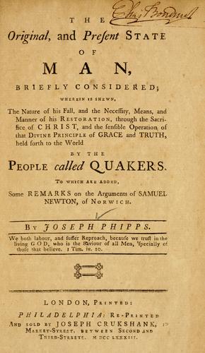 Cover for The Original and present state of man, briefly considered