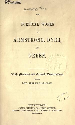 Cover for The poetical works of Armstrong, Dyer, and Green.