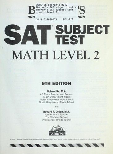 Cover for SAT subject test math