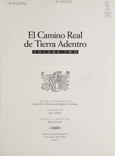 Cover for El Camino Real de Tierra Adentro