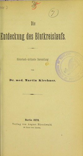 Cover for Die Entdeckung des Blutkreislaufs