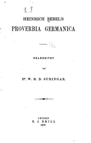 Cover for Heinrich Bebel's Proverbia germanica.