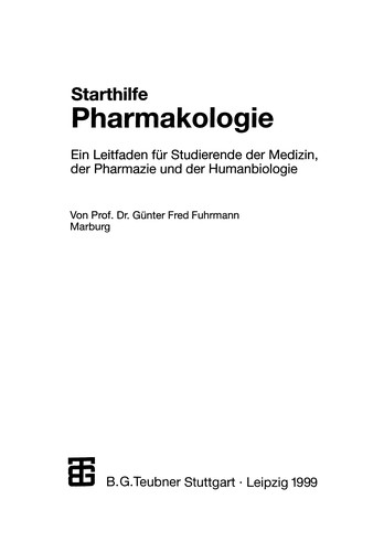 Cover for Starthilfe Pharmakologie