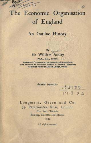 Cover for The economic organisation of England