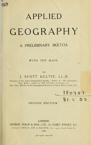 Cover for Applied geography, a preliminary sketch