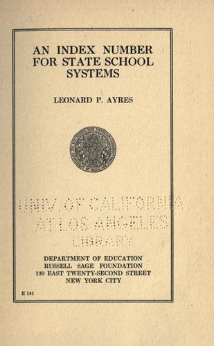 Cover for An index number for state school systems