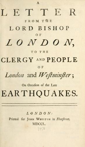 Cover for letter from the Lord Bishop of London, to the clergy and people of London and Westminster; on occasion of the late earthquake.