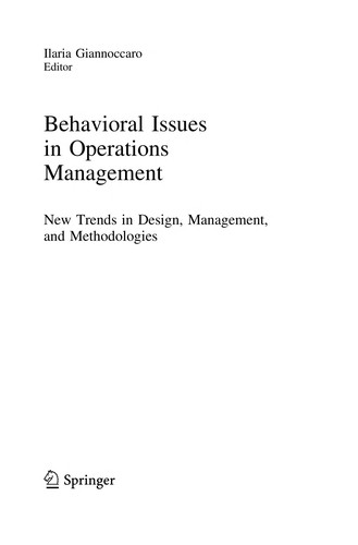 Cover for Behavioral Issues in Operations Management