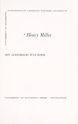 Cover for Henry Miller.