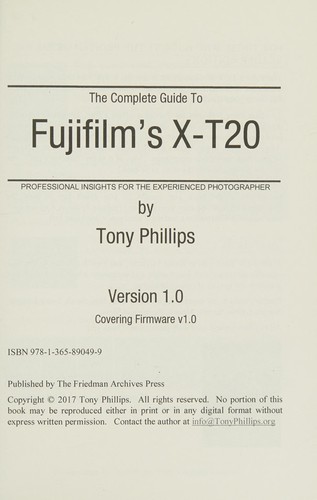 Cover for Complete Guide to Fujifilm's X-T20 (B&w Edition)