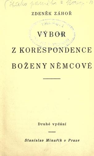 Cover for Výbor z korespondence Boženy Němcové