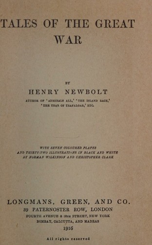 Cover for Tales of the great war
