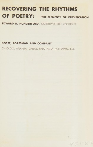 Cover for Recovering the rhythms of poetry