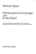 Cover for Hamburgische Dramaturgie und Emilia Galotti