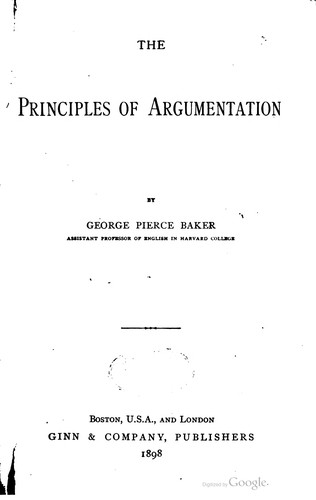 Cover for The principles of argumentation