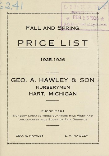 Cover for Fall and spring price list