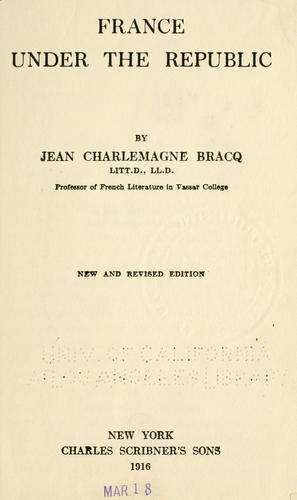Cover for France under the Republic