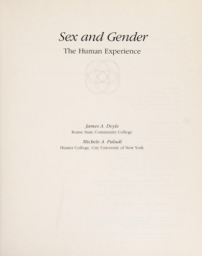 Cover for Sex and gender