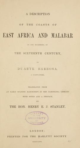 Cover for A description of the coasts of East Africa and Malabar