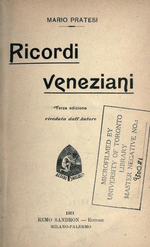 Cover for Ricordi veneziani.