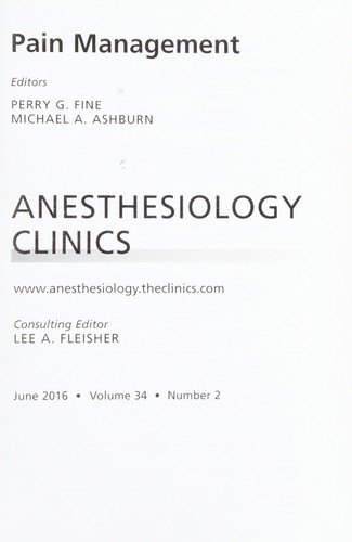 Cover for Pain Management, an Issue of Anesthesiology Clinics